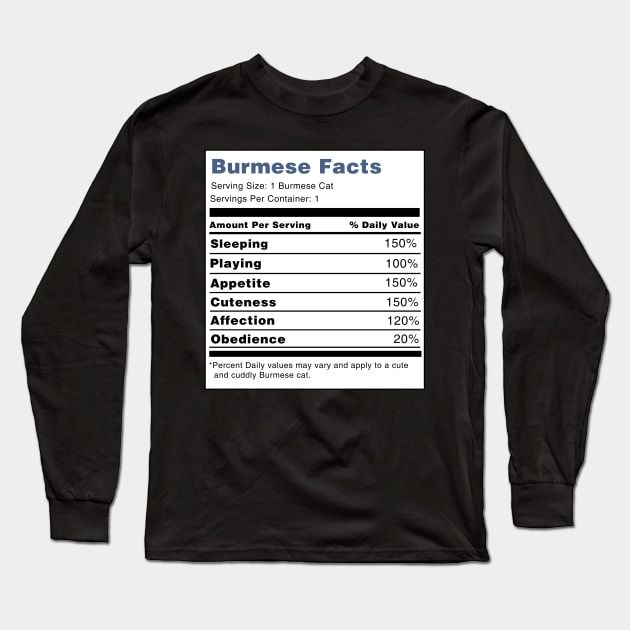 Burmese Cat Facts Long Sleeve T-Shirt by swiftscuba